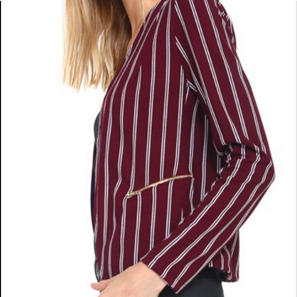 Burgundy striped stretch blazer - Picture 2 of 3